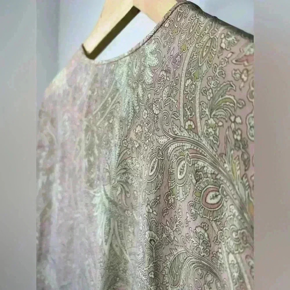 Liz Claiborne Womens Silk Paisley Fairy Core Powder Pink Boho Ethereal Top 4 - Picture 9 of 13